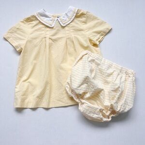 Sophie & Lucas 2pc short bubble set yellow collar outfit boutique gingham check